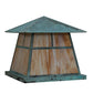 Meyda Lighting Stillwater 24"Sq 4-Light Verdigris "T" Mission Outdoor Pier Mount Light With Beige Art Shade Glass