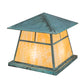 Meyda Lighting Stillwater 24"Sq 4-Light Verdigris "T" Mission Outdoor Pier Mount Light With Beige Art Shade Glass
