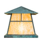 Meyda Lighting Stillwater 24"Sq 4-Light Verdigris "T" Mission Outdoor Pier Mount Light With Beige Art Shade Glass