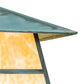 Meyda Lighting Stillwater 24"Sq 4-Light Verdigris "T" Mission Outdoor Pier Mount Light With Beige Art Shade Glass
