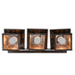 Meyda Lighting Stillwater 26" 3-Light Craftsman Brown Hill Top Vanity Light With Amber Mica Shade Glass