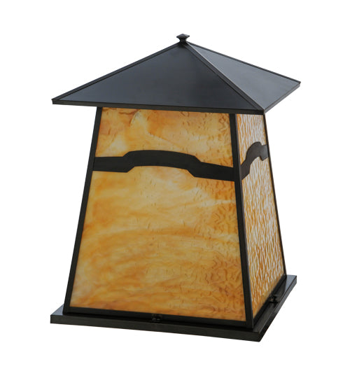 Meyda Lighting Stillwater 26" 4-Light Craftsman Brown Mountain View Pier Mount Light With Beige Art Shade Glass
