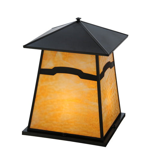 Meyda Lighting Stillwater 26" 4-Light Craftsman Brown Mountain View Pier Mount Light With Beige Art Shade Glass