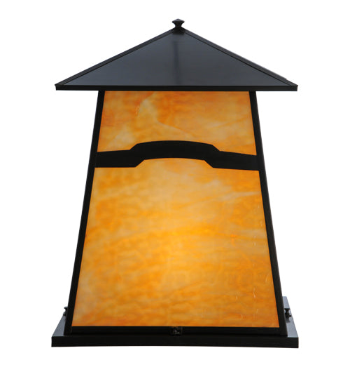 Meyda Lighting Stillwater 26" 4-Light Craftsman Brown Mountain View Pier Mount Light With Beige Art Shade Glass