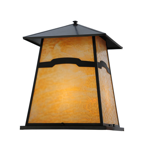 Meyda Lighting Stillwater 26" 4-Light Craftsman Brown Mountain View Pier Mount Light With Beige Art Shade Glass