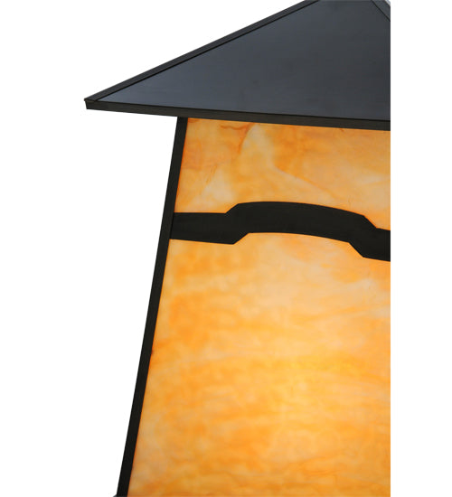 Meyda Lighting Stillwater 26" 4-Light Craftsman Brown Mountain View Pier Mount Light With Beige Art Shade Glass