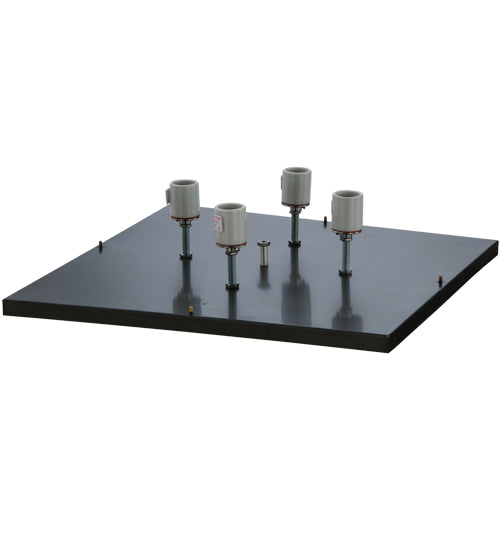 Meyda Lighting Stillwater 26" 4-Light Craftsman Brown Mountain View Pier Mount Light With Beige Art Shade Glass
