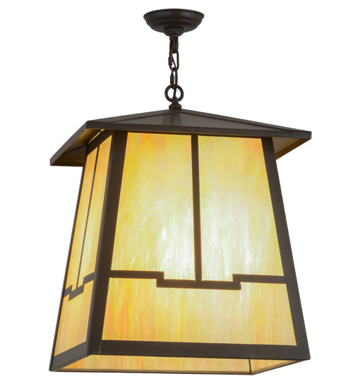 Meyda Lighting Stillwater 26" 4-Light Timeless Bronze Valley View Pendant Light With Beige Iridescent Shade Glass