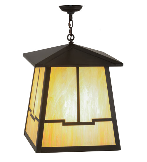 Meyda Lighting Stillwater 26" 4-Light Timeless Bronze Valley View Pendant Light With Beige Iridescent Shade Glass