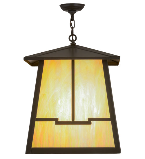 Meyda Lighting Stillwater 26" 4-Light Timeless Bronze Valley View Pendant Light With Beige Iridescent Shade Glass