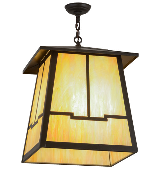Meyda Lighting Stillwater 26" 4-Light Timeless Bronze Valley View Pendant Light With Beige Iridescent Shade Glass