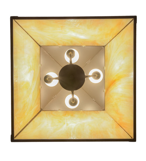 Meyda Lighting Stillwater 26" 4-Light Timeless Bronze Valley View Pendant Light With Beige Iridescent Shade Glass