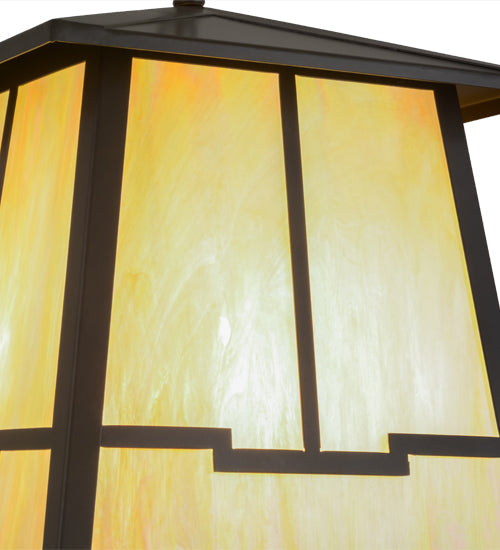 Meyda Lighting Stillwater 26" 4-Light Timeless Bronze Valley View Pendant Light With Beige Iridescent Shade Glass