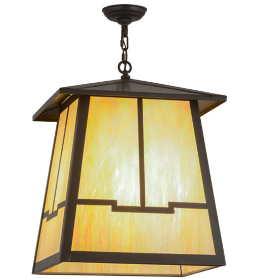 Meyda Lighting Stillwater 26" 4-Light Timeless Bronze Valley View Pendant Light With Beige Iridescent Shade Glass