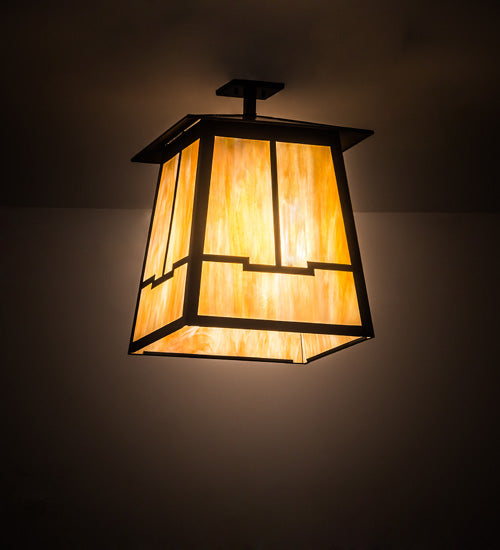 Meyda Lighting Stillwater 26" 4-Light Timeless Bronze Valley View Semi-flush Mount Light With Beige Iridescent Shade Glass