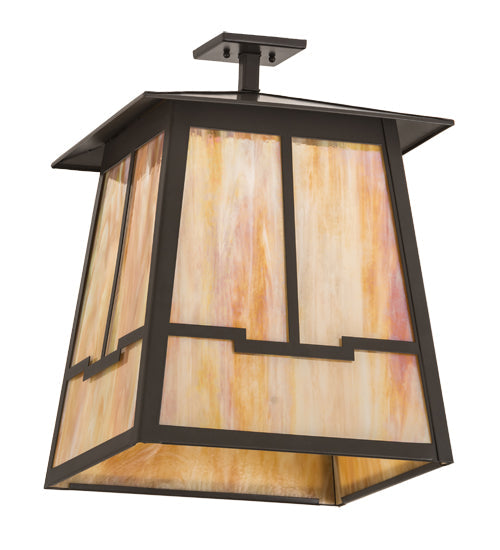 Meyda Lighting Stillwater 26" 4-Light Timeless Bronze Valley View Semi-flush Mount Light With Beige Iridescent Shade Glass