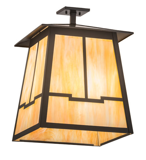 Meyda Lighting Stillwater 26" 4-Light Timeless Bronze Valley View Semi-flush Mount Light With Beige Iridescent Shade Glass