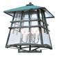 Meyda Lighting Stillwater 26" 4-Light Vedigris Double Bar Mission Deck Light With Clear Seeded Shade Glass