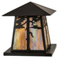 Meyda Lighting Stillwater 28" 4-Light Craftsman Brown Outdoor Pier Mount Light With Beige Iridescent Shade Glass