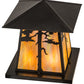 Meyda Lighting Stillwater 28" 4-Light Craftsman Brown Outdoor Pier Mount Light With Beige Iridescent Shade Glass