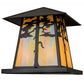 Meyda Lighting Stillwater 28" 4-Light Craftsman Brown Outdoor Pier Mount Light With Beige Iridescent Shade Glass