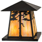 Meyda Lighting Stillwater 28" 4-Light Craftsman Brown Outdoor Pier Mount Light With Beige Iridescent Shade Glass
