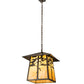 Meyda Lighting Stillwater 28" 4-Light Craftsman Brown Tamarack Pendant Light With Beige Art Shade Glass