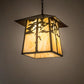 Meyda Lighting Stillwater 28" 4-Light Craftsman Brown Tamarack Pendant Light With Beige Art Shade Glass