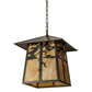 Meyda Lighting Stillwater 28" 4-Light Craftsman Brown Tamarack Pendant Light With Beige Art Shade Glass