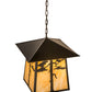 Meyda Lighting Stillwater 28" 4-Light Craftsman Brown Tamarack Pendant Light With Beige Art Shade Glass