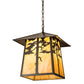 Meyda Lighting Stillwater 28" 4-Light Craftsman Brown Tamarack Pendant Light With Beige Art Shade Glass