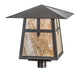 Meyda Lighting Stillwater 28" Timeless Bronze Cross Mission Outdoor Post Mount Light With Beige Art Shade Glass