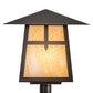 Meyda Lighting Stillwater 28" Timeless Bronze Cross Mission Outdoor Post Mount Light With Beige Art Shade Glass