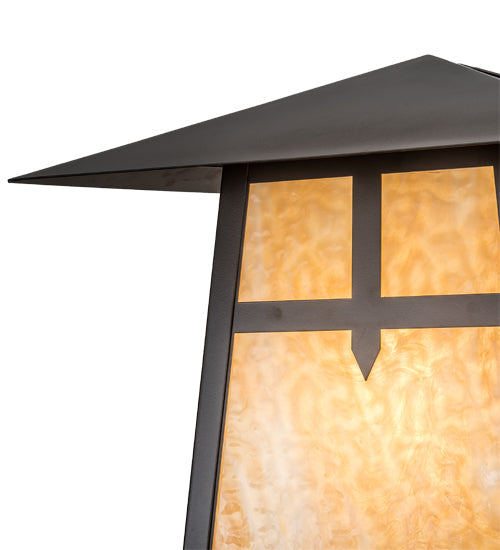 Meyda Lighting Stillwater 28" Timeless Bronze Cross Mission Outdoor Post Mount Light With Beige Art Shade Glass