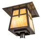 Meyda Lighting Stillwater 28" Timeless Bronze Cross Mission Outdoor Post Mount Light With Beige Art Shade Glass