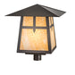 Meyda Lighting Stillwater 28" Timeless Bronze Cross Mission Outdoor Post Mount Light With Beige Art Shade Glass