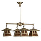 Meyda Lighting Stillwater 30" 4-Light Antique Brass T Mission Chandelier With Amber Mica Shade Glass