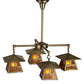 Meyda Lighting Stillwater 30" 4-Light Antique Brass T Mission Chandelier With Amber Mica Shade Glass