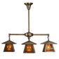 Meyda Lighting Stillwater 30" 4-Light Antique Brass T Mission Chandelier With Amber Mica Shade Glass