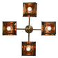 Meyda Lighting Stillwater 30" 4-Light Antique Brass T Mission Chandelier With Amber Mica Shade Glass