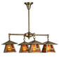 Meyda Lighting Stillwater 30" 4-Light Antique Brass T Mission Chandelier With Amber Mica Shade Glass