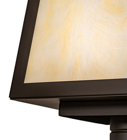 Meyda Lighting Stillwater 30" Oil Rubbed Bronze Cross Mission Outdoor Post Mount Light With Beige Flemish Shade Glass