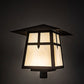 Meyda Lighting Stillwater 30" Oil Rubbed Bronze Cross Mission Outdoor Post Mount Light With Beige Flemish Shade Glass