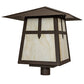 Meyda Lighting Stillwater 30" Oil Rubbed Bronze Cross Mission Outdoor Post Mount Light With Beige Flemish Shade Glass