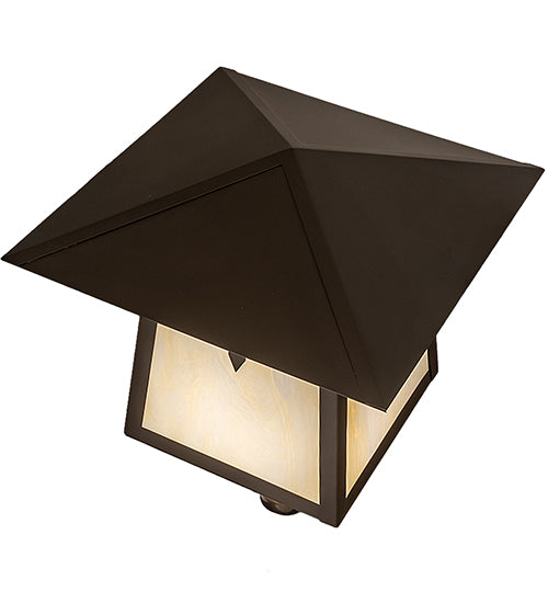 Meyda Lighting Stillwater 30" Oil Rubbed Bronze Cross Mission Outdoor Post Mount Light With Beige Flemish Shade Glass