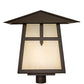 Meyda Lighting Stillwater 30" Oil Rubbed Bronze Cross Mission Outdoor Post Mount Light With Beige Flemish Shade Glass