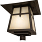 Meyda Lighting Stillwater 30" Oil Rubbed Bronze Cross Mission Outdoor Post Mount Light With Beige Flemish Shade Glass