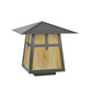 Meyda Lighting Stillwater 30" Timeless Bronze Cross Mission Outdoor Pier Mount Light With Beige Shade Glass