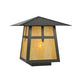 Meyda Lighting Stillwater 30" Timeless Bronze Cross Mission Outdoor Pier Mount Light With Beige Shade Glass