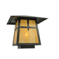 Meyda Lighting Stillwater 30" Timeless Bronze Cross Mission Outdoor Pier Mount Light With Beige Shade Glass